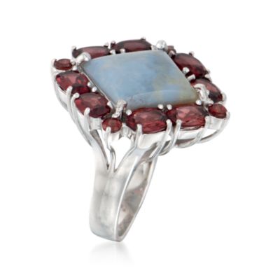 Blue Agate and 6.45 ct. t.w. Garnet Ring in Sterling Silver &mdash; Alt Image 3