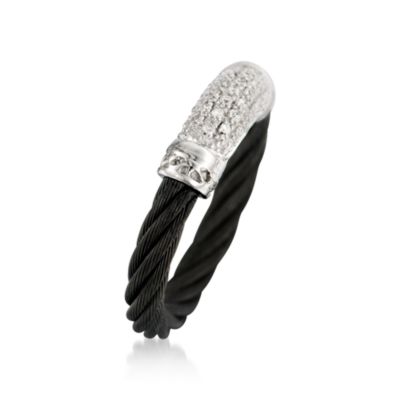 Charriol "Celtic Noir" Stainless Steel and Black Rhodium Ring With Diamonds. Size 6.5 &mdash; Alt Image 2