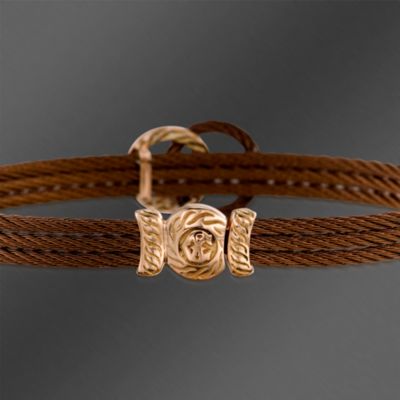Charriol "Celtique" Stainless Steel and 18kt Rose Gold Bangle Bracelet With Diamonds. 7" &mdash; Alt Image 2