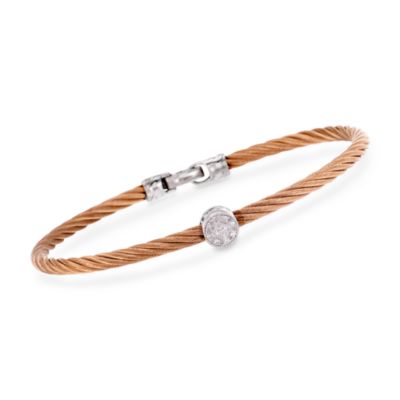 Charriol "Classique" Stainless Steel and 18kt Rose Gold Bracelet With Diamonds. 7" &mdash; Alt Image 1