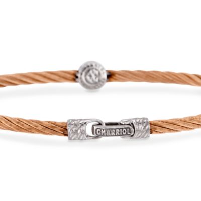 Charriol "Classique" Stainless Steel and 18kt Rose Gold Bracelet With Diamonds. 7" &mdash; Alt Image 3