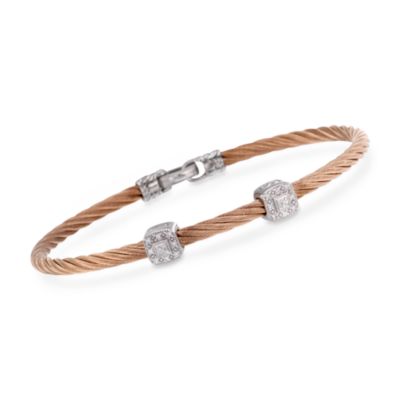 Charriol "Classique" Stainless Steel and 18kt Rose Gold Bracelet With Diamonds. 7" &mdash; Alt Image 1