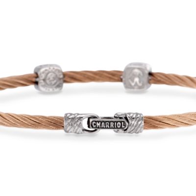 Charriol "Classique" Stainless Steel and 18kt Rose Gold Bracelet With Diamonds. 7" &mdash; Alt Image 3