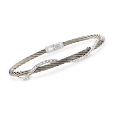 Charriol "Classique" .16 ct. t.w. Diamond Bracelet in Stainless Steel and 18kt White Gold. 7" &mdash; Alt Image 1