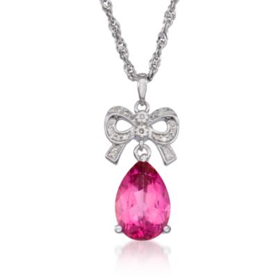 6.75 Carat Pink Topaz and .10 ct. t.w. Diamond Pendant Necklace in Sterling Silver. 18" &mdash; Alt Image 1