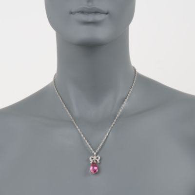 6.75 Carat Pink Topaz and .10 ct. t.w. Diamond Pendant Necklace in Sterling Silver. 18" &mdash; Alt Image 2