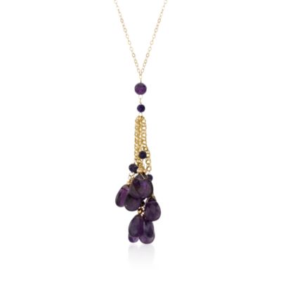 28.00 ct. t.w. Amethyst Briolette Tassel Necklace In 14kt Yellow Gold. 36" &mdash; Alt Image 1