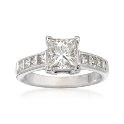 C. 1990 Vintage 1.62 Carat Diamond Ring With .60 ct. t.w. Diamonds in 18kt White Gold. Size 6.5 &mdash; Alt Image 1