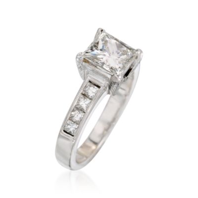 C. 1990 Vintage 1.62 Carat Diamond Ring With .60 ct. t.w. Diamonds in 18kt White Gold. Size 6.5 &mdash; Alt Image 2