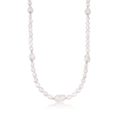8-13mm Cultured Baroque Pearl Necklace With 14kt Yellow Gold. 36" &mdash; Alt Image 1