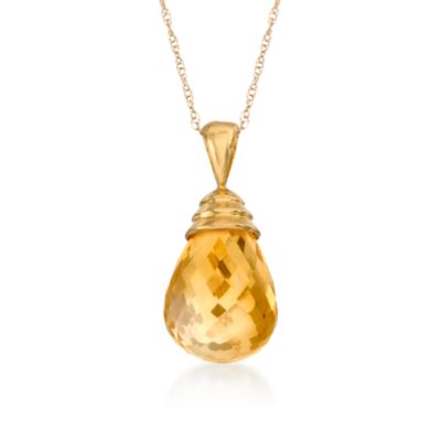 10.00 Carat Citrine Pendant Necklace in 14kt Yellow Gold &mdash; Alt Image 1