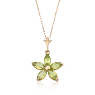 1.10 ct. t.w. Peridot Flower Necklace in 14kt Yellow Gold. 18" &mdash; Alt Image 1