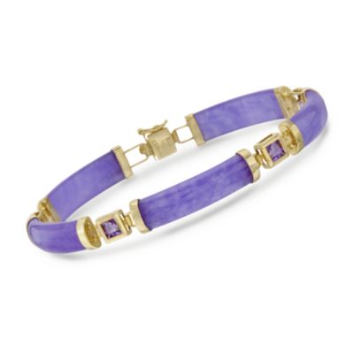 Purple Jade and 1.20 ct. t.w. Amethyst Bracelet in 14kt Gold Over Sterling &mdash; Alt Image 1