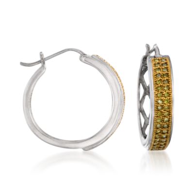 .25 ct. t.w. Yellow Diamond Hoop Earrings In Sterling Silver &mdash; Alt Image 1
