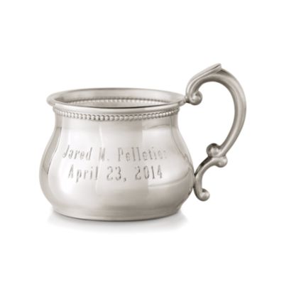 Pewter Bulged Beaded Baby Cup &mdash; Alt Image 1