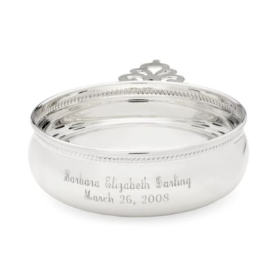 Sterling Silver Beaded Baby Porringer &mdash; Alt Image 1