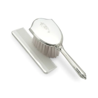 Girl's Polished Pewter Comb and Brush Set &mdash; Alt Image 1