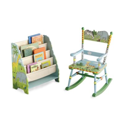 Set of 2 Child's Safari-Theme Rocking Chair and Book Display Set &mdash; Alt Image 2