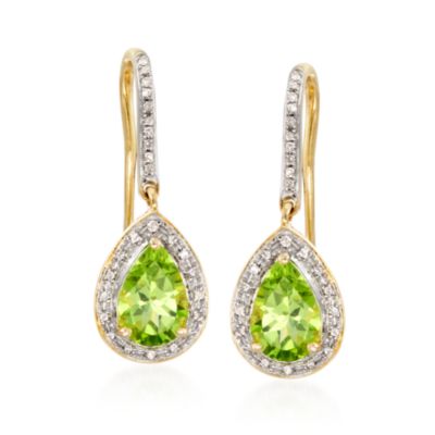 2.60 ct. t.w. Peridot and .20 ct. t.w. Diamond Earrings in 14kt Yellow Gold &mdash; Alt Image 1