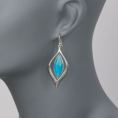 Turquoise Dangle Earrings In Sterling Silver &mdash; Alt Image 2