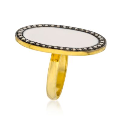 Enamel and .70 ct. t.w. Diamond Ring in Vermeil &mdash; Alt Image 2