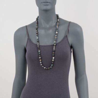 Long 8-12mm South Sea Cultured Pearl Necklace With 14kt Yellow Gold Clasp. 48" &mdash; Alt Image 3