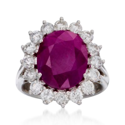 7.90 Carat Ruby and 1.50 ct. t.w. Diamond Ring in 14kt White Gold &mdash; Alt Image 1