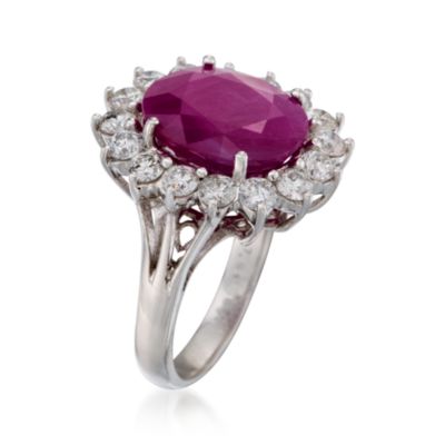 7.90 Carat Ruby and 1.50 ct. t.w. Diamond Ring in 14kt White Gold &mdash; Alt Image 3