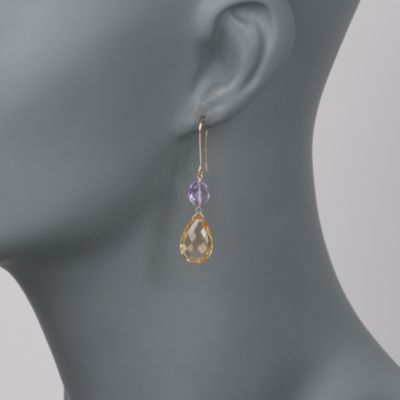 4.50 ct. t.w. Citrine and 1.45 ct. t.w. Amethyst Earrings in 14kt Yellow Gold &mdash; Alt Image 2