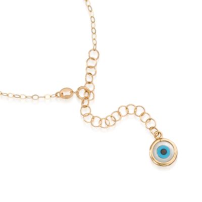Evil Eye Navette Charm Necklace In 14kt Yellow Gold. 16" &mdash; Alt Image 2
