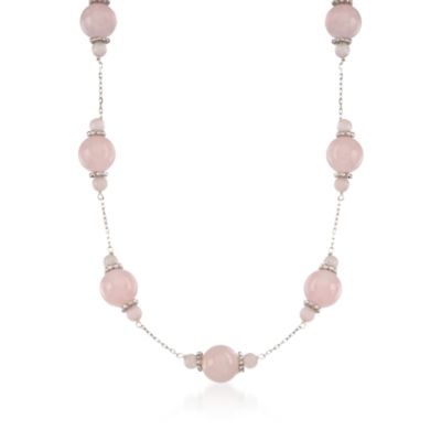 Rose Quartz Necklace in Sterling Silver &mdash; Alt Image 1