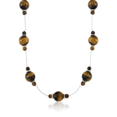 Tiger's Eye Necklace in Sterling Silver &mdash; Alt Image 1