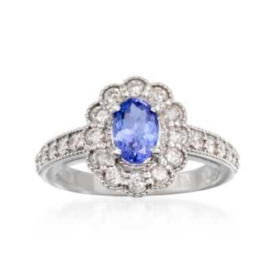 .80 Carat Tanzanite and .75 ct. t.w. Diamond Ring in 14kt White Gold &mdash; Alt Image 1