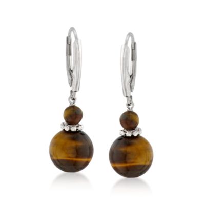 Tiger's Eye Earrings In Sterling Silver &mdash; Alt Image 1