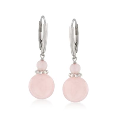 Rose Quartz Earrings in Sterling Silver &mdash; Alt Image 1