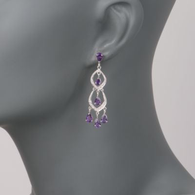4.80 ct. t.w. Amethyst and .10 ct. t.w. Diamond Chandelier Earrings in Sterling Silver &mdash; Alt Image 2