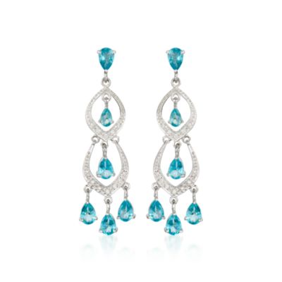 4.50ct. t.w. Apatite Chandelier Earrings With .10 ct. t.w. Diamonds in Sterling Silver &mdash; Alt Image 1