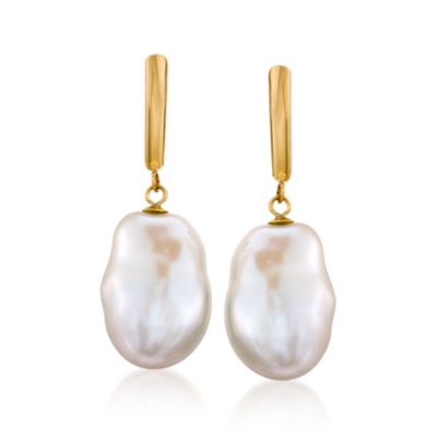 Cultured Baroque Pearl Earrings In 14kt Yellow Gold &mdash; Alt Image 1