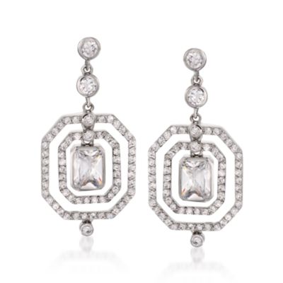 3.35 ct. t.w. Geometric CZ Earrings In Sterling Silver &mdash; Alt Image 1