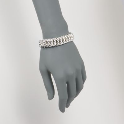 Italian Sterling Silver Link Bracelet With .65 ct. t.w. Aquamarine Caps. 8.5" &mdash; Alt Image 2