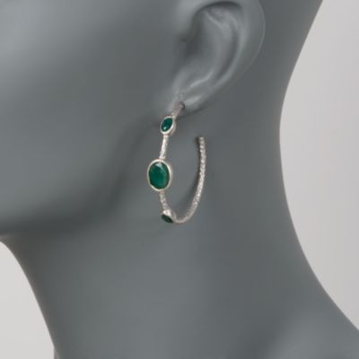 11.55 ct. t.w. Emerald Hoop Earrings In Sterling Silver &mdash; Alt Image 2