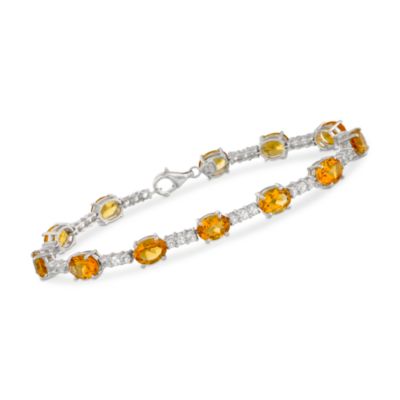 2.50 ct. t.w. White Topaz and 13.05 ct. t.w. Citrine Bracelet In Sterling Silver. 7.25" &mdash; Alt Image 1