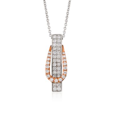 Simon G. .40 ct. t.w. Diamond Buckle Pendant Necklace in 18kt Two-Tone Gold. 17" &mdash; Alt Image 1