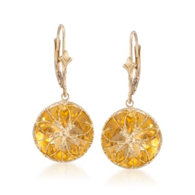 9.00 ct. t.w. Citrine Floral Drop Earrings In 14kt Yellow Gold &mdash; Alt Image 1