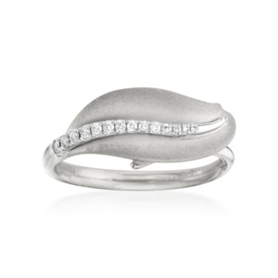 Simon G. 18kt White Gold Leaf Design Ring With Diamonds. Size 6.5 &mdash; Alt Image 1