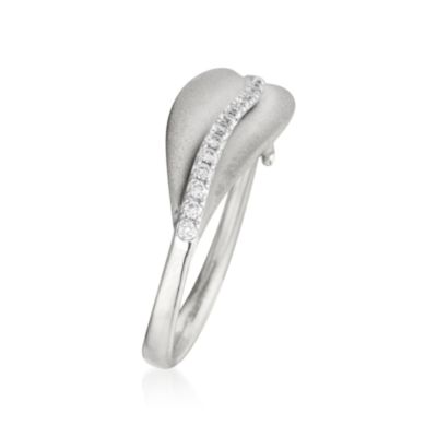 Simon G. 18kt White Gold Leaf Design Ring With Diamonds. Size 6.5 &mdash; Alt Image 2