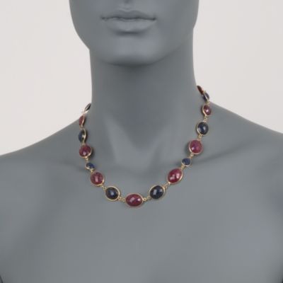 74.00 ct. t.w. Ruby and 57.30 ct. t.w. Sapphire Necklace In Vermeil &mdash; Alt Image 2