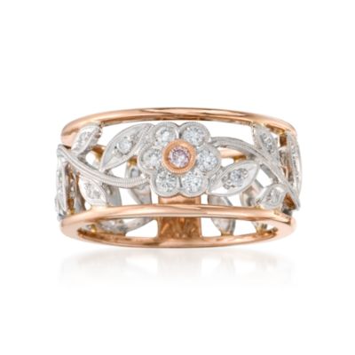 Simon G. .30 ct. t.w. Diamond Floral Band Ring in 18kt Two-Tone Gold &mdash; Alt Image 1