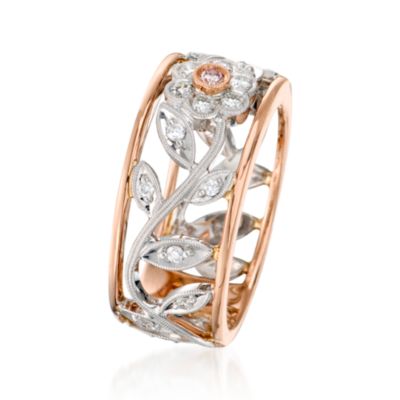 Simon G. .30 ct. t.w. Diamond Floral Band Ring in 18kt Two-Tone Gold &mdash; Alt Image 3