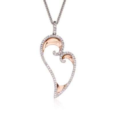 Simon G. .50 ct. t.w. Diamond Heart Pendant Necklace in 18kt Two-Tone Gold. 17" &mdash; Alt Image 1